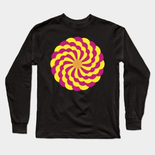 Dahlia in Cerise and Yellow on a Black background Long Sleeve T-Shirt